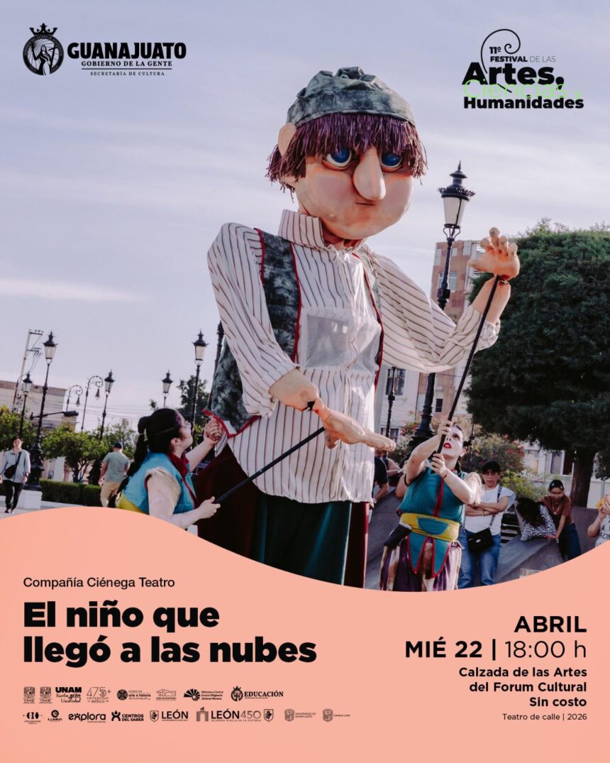 Un títere gigante surca el cielo de León: «El niño que llegó a las nubes» llega a la Calzada de las Artes