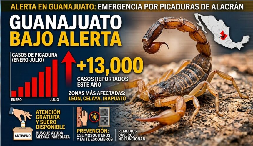 Alerta en Guanajuato: Superan los 13,000 casos de picadura de alacrán en lo que va del año