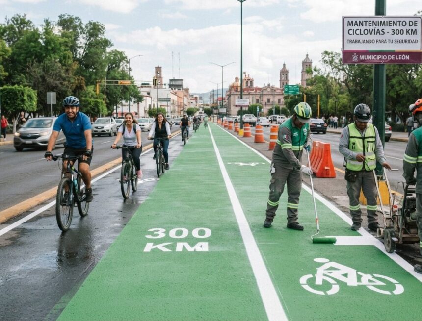 León blinda su red ciclista: arranca mantenimiento integral a más de 300 kilómetros de ciclovías