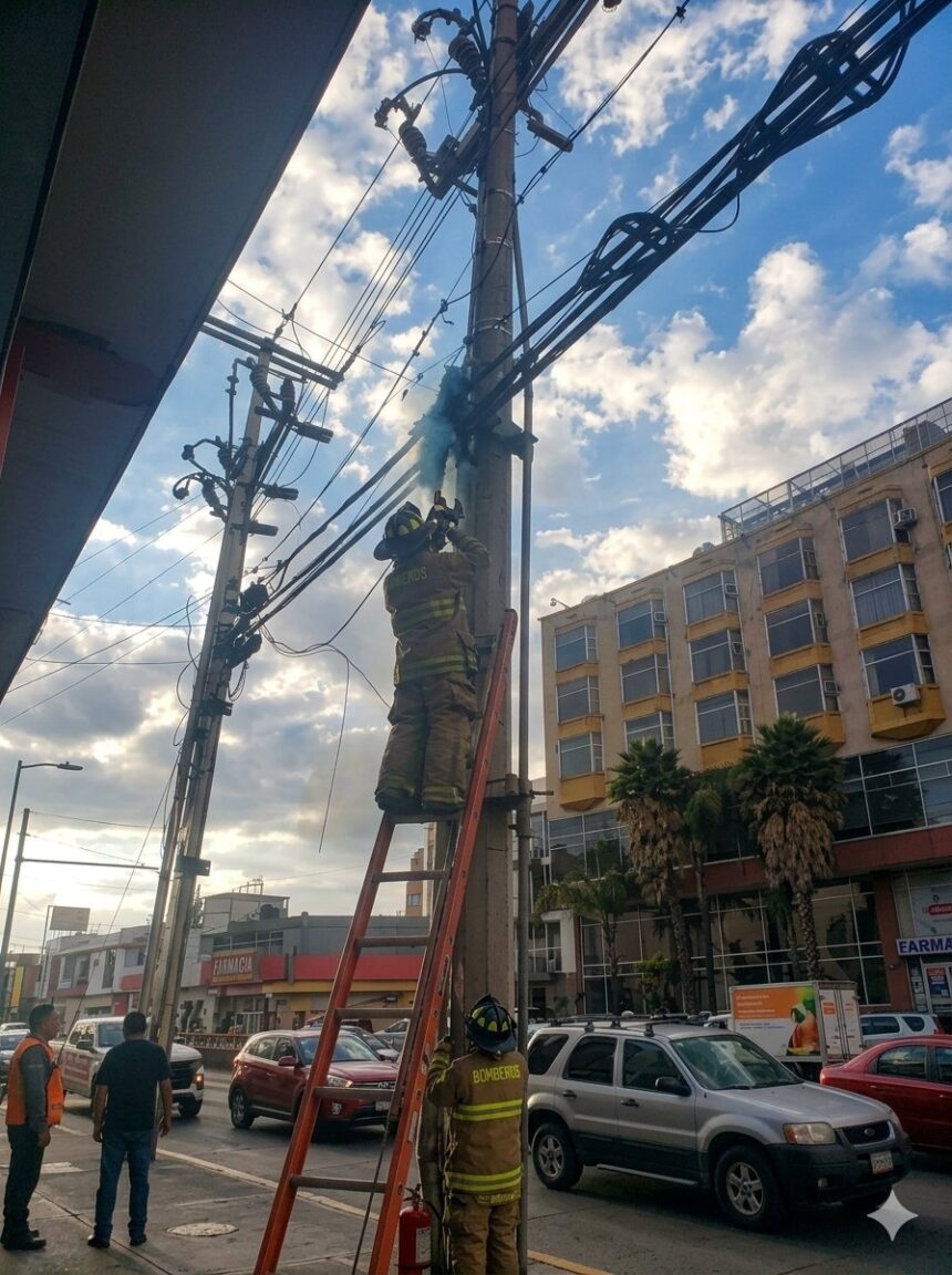 descarga (2) Fuerte movilización de bomberos por incendio de palmera en el bulevar Adolfo López Mateos