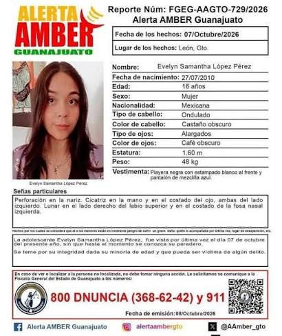 Localizan con vida a Evelyn Samantha López Pérez tras intensa búsqueda en León